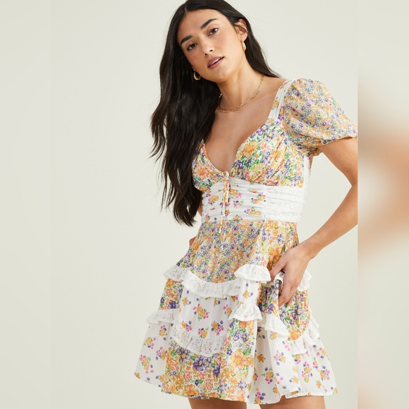 Altar'd State Aderny Patchwork Floral Dress NWOT - Picture 3 of 9